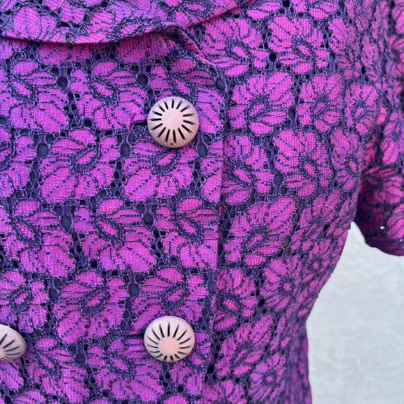 1960s Lace Cropped Blazer Size Small Purple jacket - Picture 7 of 8